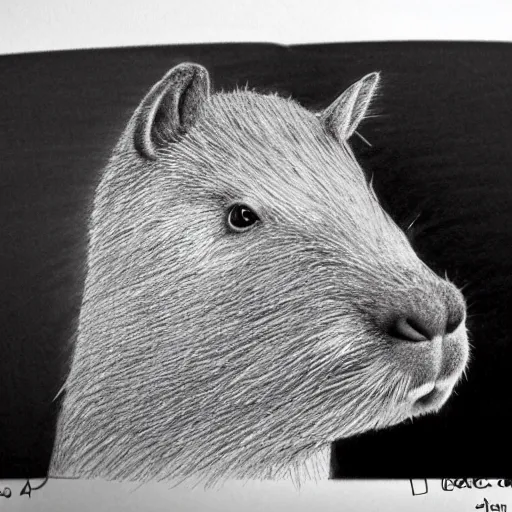 Prompt: pencil sketch portrait of a capybara