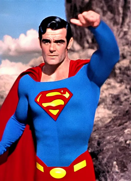 Image similar to film still of Sean Connery as Superman in Superman, 4k