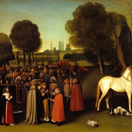 Prompt: painting of a medieval funeral by George Stubbs, renaissance painting, oil painting, old master