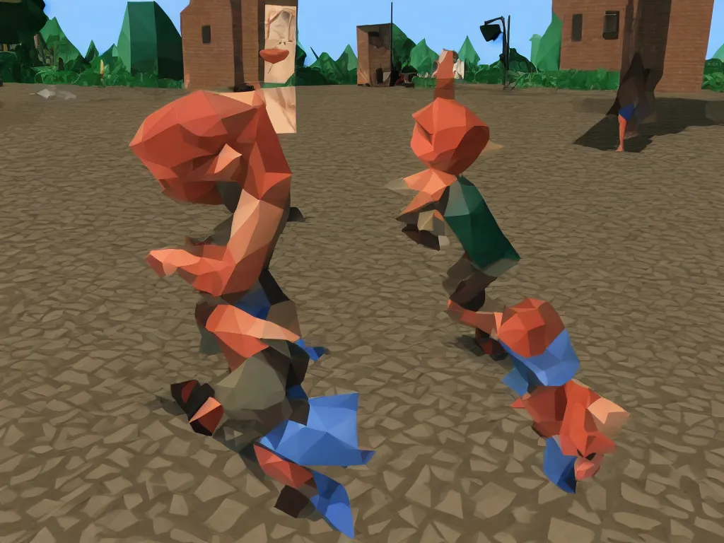 Prompt: Gummo as a third person PS1 game, low poly