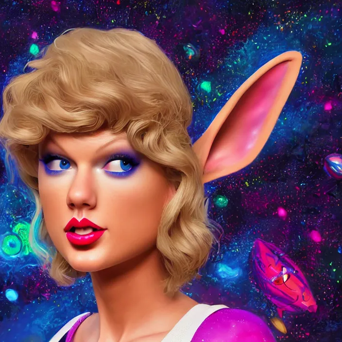 Image similar to portrait of Taylor Swift as Lola Bunny in Space Jam. HD, 4K. intricate abstract. intricate artwork. by Tooth Wu, wlop, beeple, dan mumford. octane render, trending on artstation, greg rutkowski very coherent symmetrical artwork. cinematic, hyper realism, high detail, octane render, 8k, iridescent accents