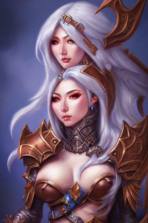 Image similar to sakimi chan, fantasy armor, european detailed face, tony sart