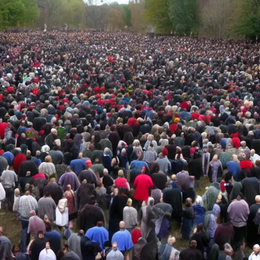 Prompt: huge crowd praying a single big Dalek