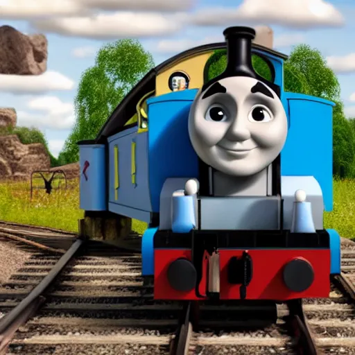 Prompt: justin trudeau as a train in thomas the tank engine, 8 k, trending on artstation