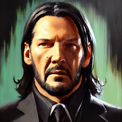 Image similar to greg manchess portrait painting of partially armored john wick as overwatch character, medium shot, asymmetrical, profile picture, organic painting, sunny day, matte painting, bold shapes, hard edges, street art, trending on artstation, by huang guangjian, gil elvgren, ruan jia, greg rutkowski, gaston bussiere