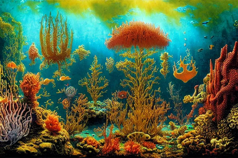 Image similar to underwater vista by ernst haeckel, david a. hardy, oyama kojima, phil koch, annie leibovitz, benoit mandelbrot, dan mumford, bruce pennington, mimmo rotella