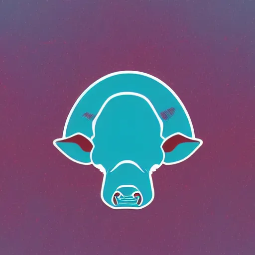 Prompt: a close up of a rhino wearing a hat, in retro colors, synthwave style, 2 d digital vector art