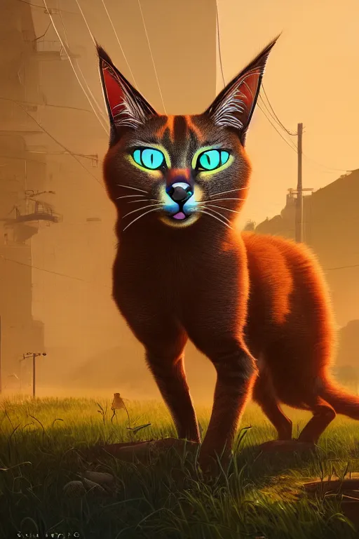 Prompt: cat caracal cyborg, ultra hd, Painting By Simon Stalenhag, unreal 5, DAZ, hyperrealistic, octane render, dynamic lighting, intricate detail, summer vibrancy, cinematic