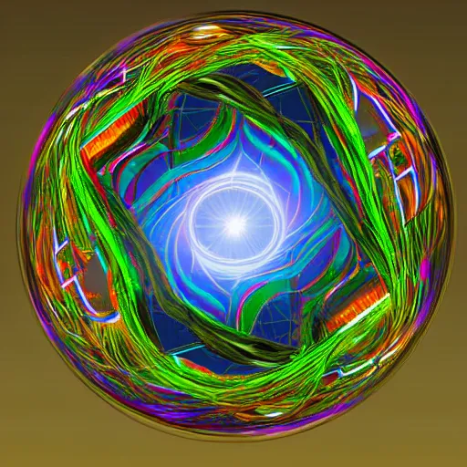 Image similar to ( ( ( psychonautist ) ) ) in a crystal sphere, digital art, award winning, volumetric lighting