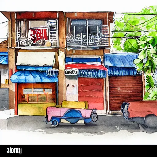 Image similar to boteco barzinho da esquina watercolor illustration