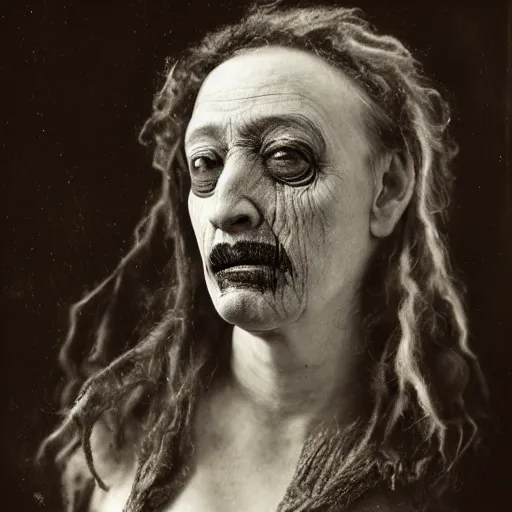 Image similar to high quality high detail portrait by joel peter witkin, hd, unsettling look in the eyes, photorealistic lighting