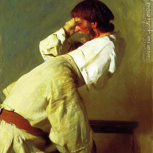 Prompt: high quality high detail painting by ilya repin, carpenter working, hd