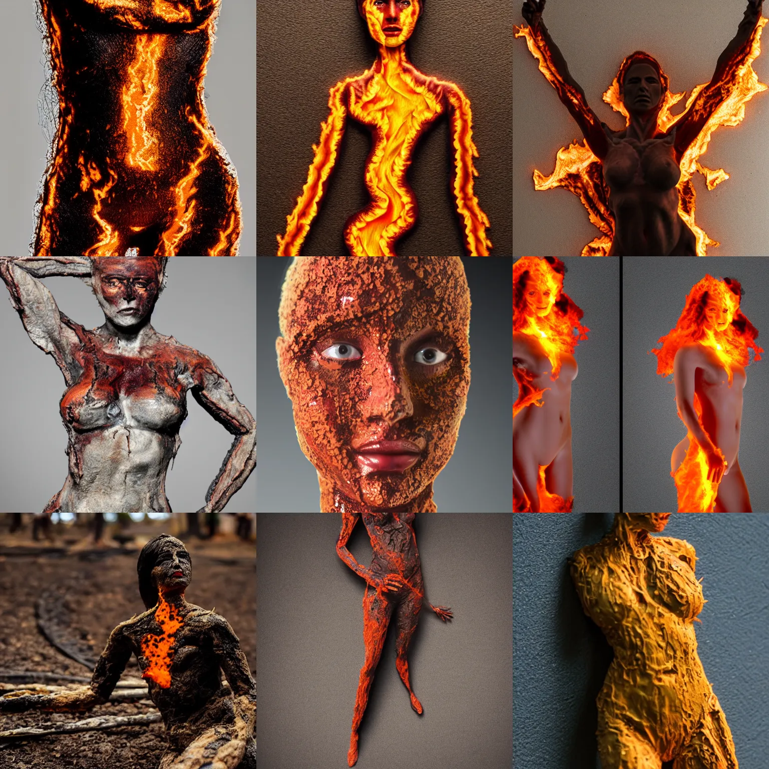 Prompt: the body of a woman made entirely from fire, highly realistic, 5 0 mm