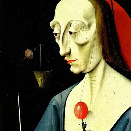 Prompt: a beautiful painting of a woman by hieronymous bosch