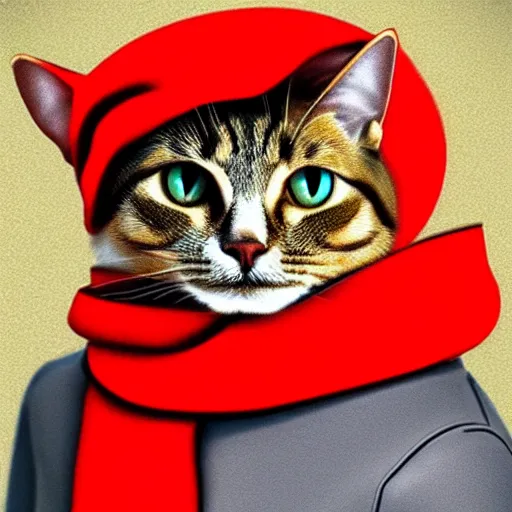 Image similar to soviet cat using soviet clothes photorealistic