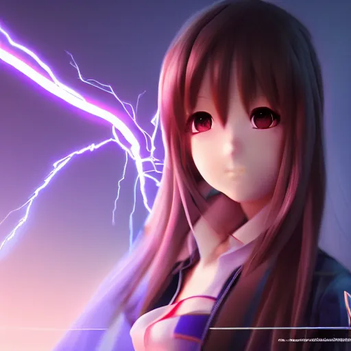 Image similar to render as a very beautiful 3d anime girl, cinematic lightning, medium shot, mid-shot, highly detailed, trending on Artstation, Unreal Engine 4k, cinematic wallpaper