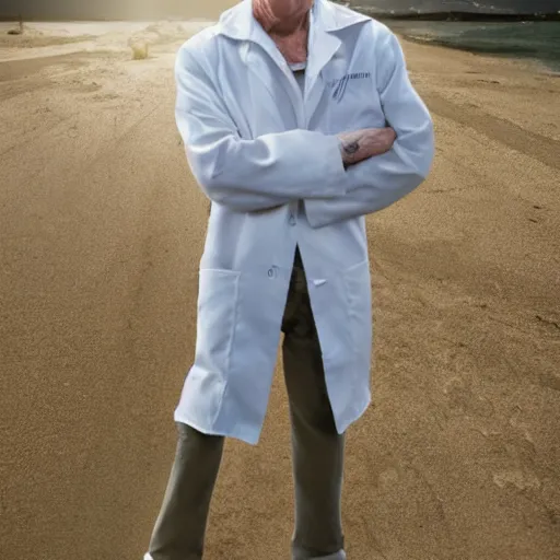 Image similar to !dream the roll of Rick Sanchez will be played by Bill Murray, spikey hair, white lab coat, photography