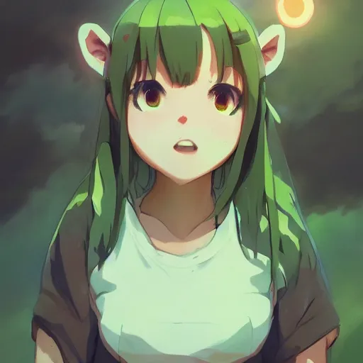 Image similar to a green hamster, illustration concept art anime key visual trending pixiv fanbox by wlop and greg rutkowski and makoto shinkai and studio ghibli and kyoto animation symmetrical facial features