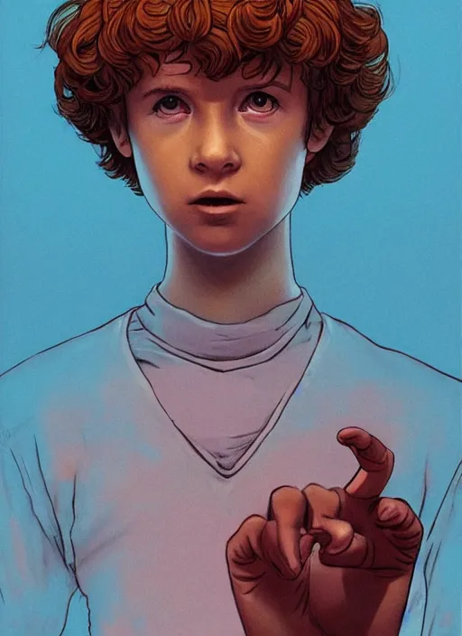 Image similar to eleven from stranger things, by yusuke murata, by dorian cleavenger, by zdzisław beksinski, trending on artstation