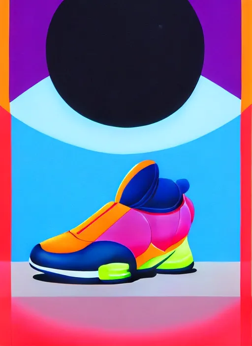 Image similar to nike acg sneaker by shusei nagaoka, kaws, david rudnick, airbrush on canvas, pastell colours, cell shaded, 8 k