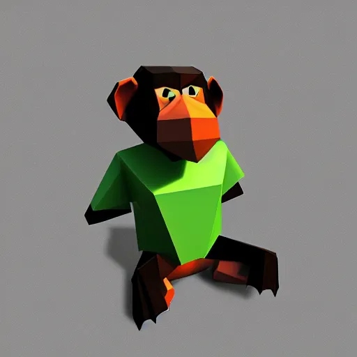 Prompt: amateur 3D model of a low-poly monkey sitting on the Blender default cube