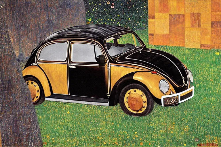 Image similar to gustav klimt vw beetle