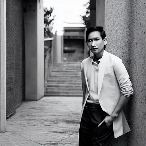 Prompt: outdoor portrait of jose rizal as a young man in 2 0 2 0, 3 0 years old wearing stylish modern clothes, photo taken in 2 0 2 0, detailed, award winning photography