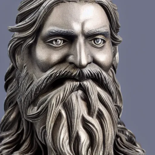 Image similar to a flawless, purely water spirit sculpture of a man with long hair, with trimmed beard, smiling widely. water spirit statue, extremely detailed, award-winning art, trending on Artstation