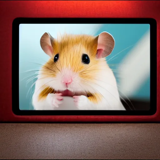 Prompt: photo of the cinema screen, a cartoon about hamsters is on the screen, unedited, dim light, sharp focus, 8 k