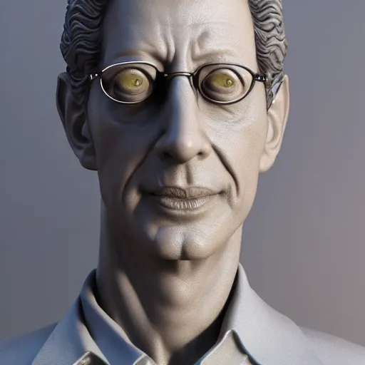 Image similar to marble statue of jeff goldblum, 3 d render, 8 k, octane render, cycles render, unreal engine