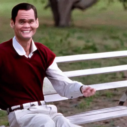 Image similar to jim carrey as forrest gump