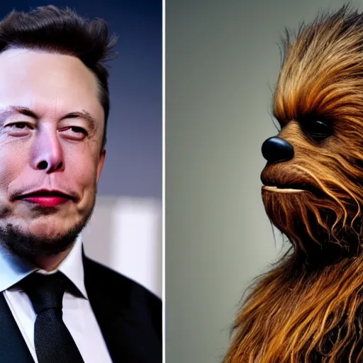 Image similar to chewbacca elon musk