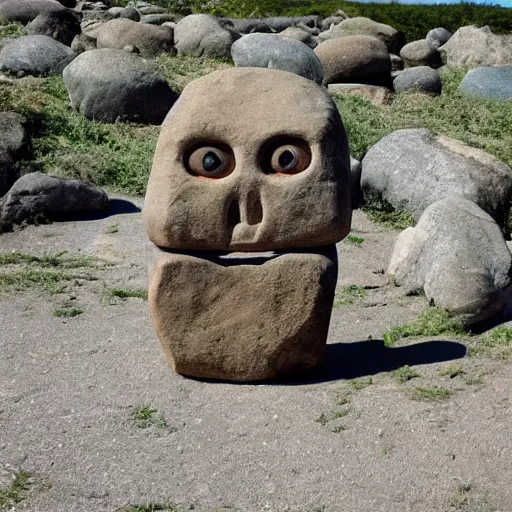 Image similar to humanoid rock, anthropomorphic stone being, stone alien, huge person that isn't human