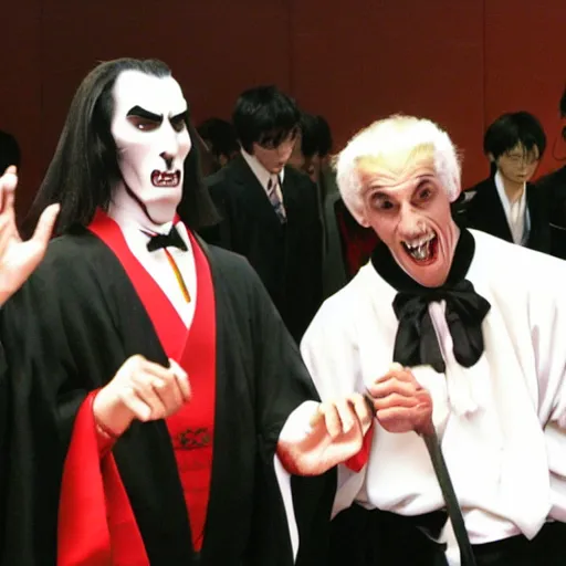Prompt: dracula competing with obama in a japanese go tournament
