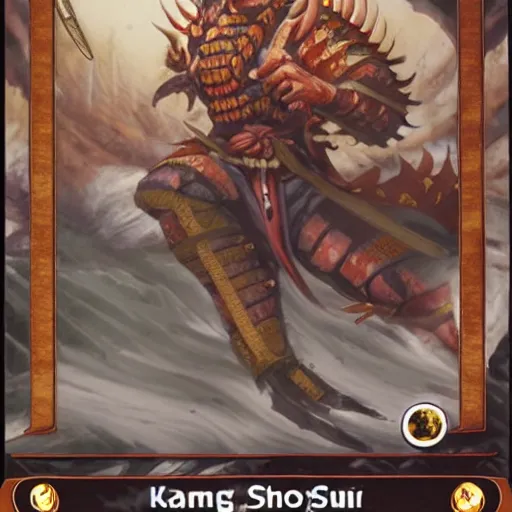 Prompt: five tail shogun, magic the gathering card art, kamigawa