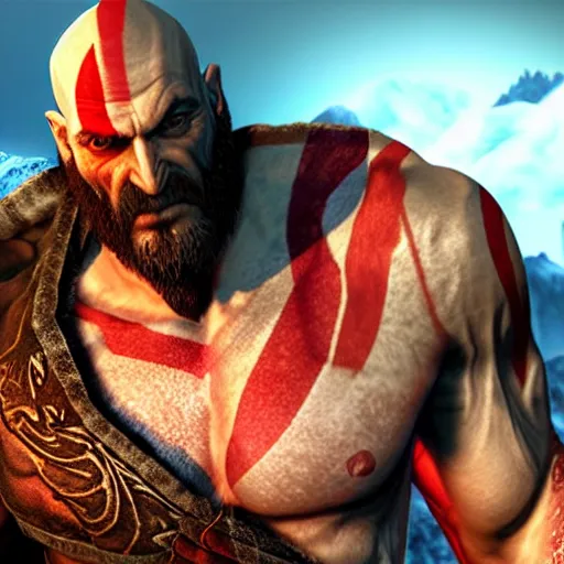 Prompt: god of war in the style of yakuza : like a dragon