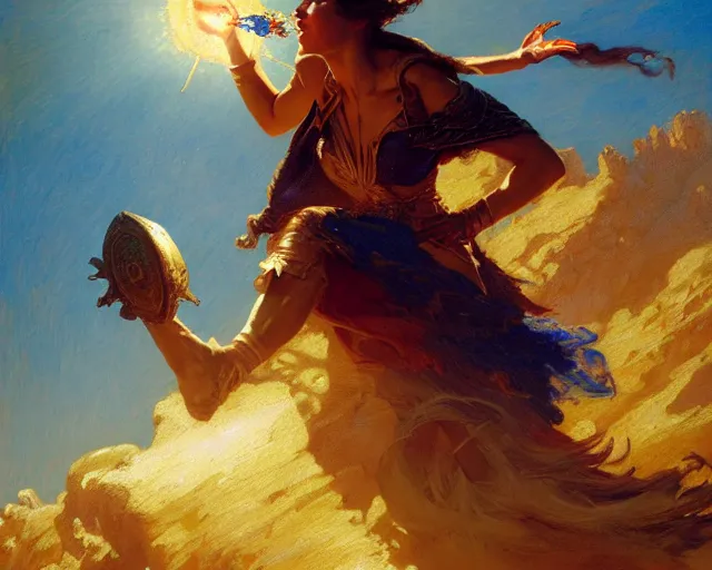 Prompt: sorceress casting powerful meteor spell in the plains. highly detailed painting by gaston bussiere, craig mullins, j. c. leyendecker 8 k