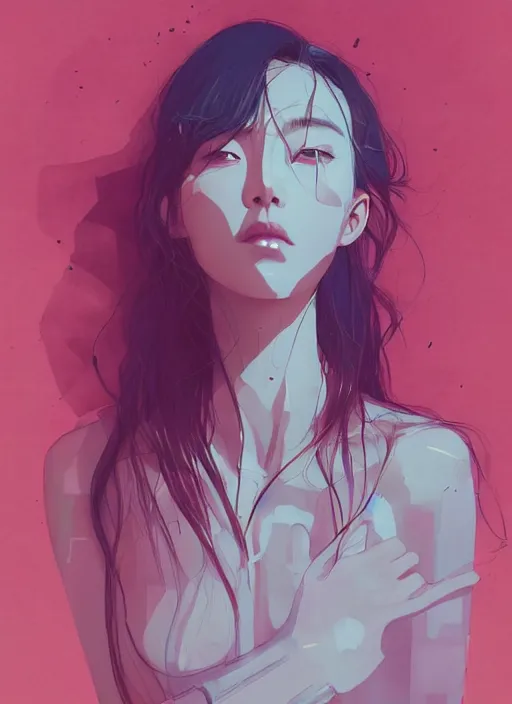 Image similar to of scifi fantasy, Lee Jin-Eun by Conrad Roset and Nicola Samuri, rule of thirds, seductive look, close up face portrait, medium shot, chic, elegant, ethereal light, highly detailed, volumetric light, smooth, masterpiece, refined