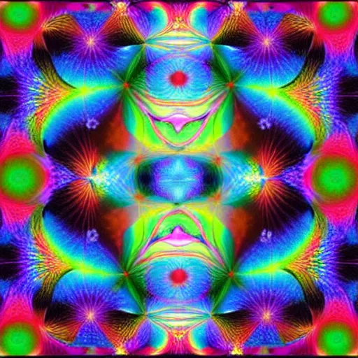 Image similar to weird al as god, infinite fractal, psychedelic, colorful, painting