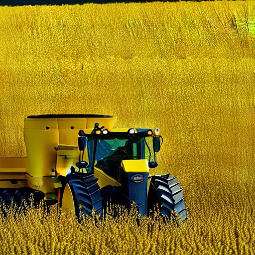 Prompt: “combine harvester in yellow field, cyberpunk”