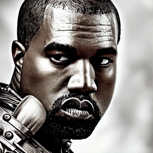 Prompt: Portrait of Kanye West as the emperor of humanity from warhammer 40k in Gears of War, splash art, movie still, detailed face, photorealistic facial features, cinematic lighting, dramatic, octane render, long lens, shallow depth of field, bokeh, anamorphic lens flare, 8k, hyper detailed, 35mm film grain