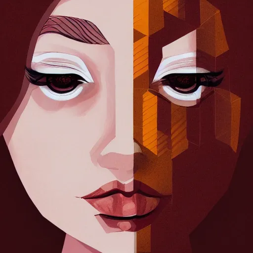 Prompt: face portrait of a woman inspired by lois van baarle, honeycomb on face, polygon