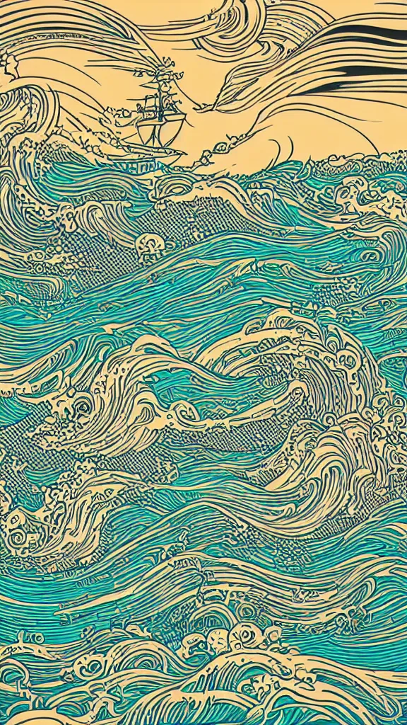 Image similar to hypervivid intense mcbess, the sea by dan mumford