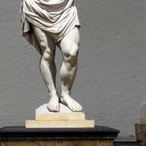 Prompt: Greek statue wearing black socks