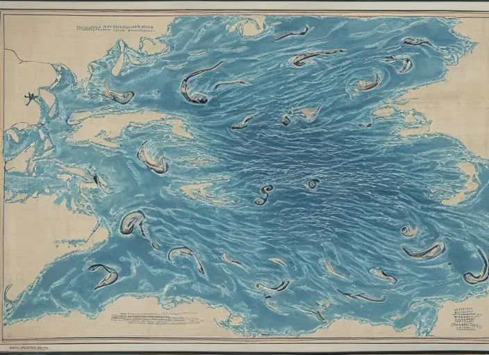 Image similar to ocean map depicting storms and whirlpools in the form of the blustering blast by charles simic