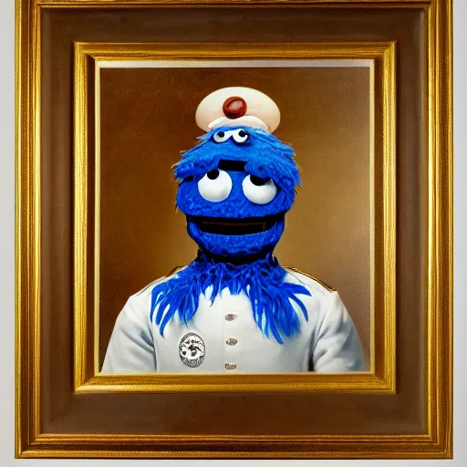 Prompt: A presidential portrait of Cookie Monster, 4K, HD, portrait n- 5