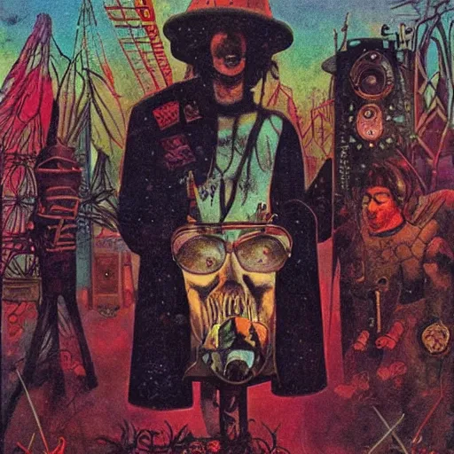 Image similar to post - punk album cover, new age, magic stone, psychedelic, dark, enki bilal