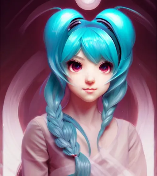 Prompt: portrait of disney hatsune miku!!, intricate, elegant, highly detailed, digital painting, artstation, concept art, smooth, sharp focus, illustration, art by artgerm and greg rutkowski and alphonse mucha and uang guangjian and gil elvgren and sachin teng and wlop, symmetry!!