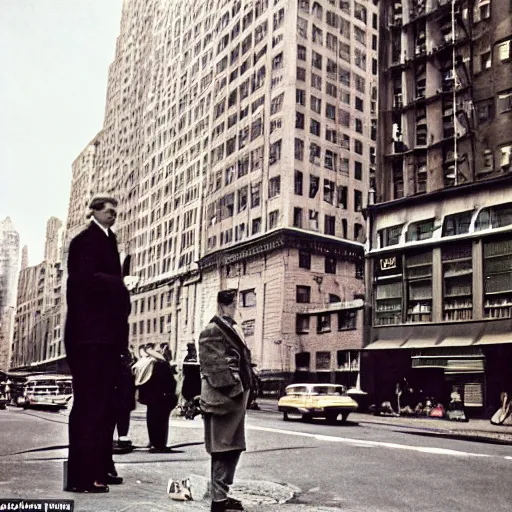 Image similar to street photograph portrait in new york from the year 1 9 6 0, ultra - detailed hyper - realistic lifelike, photographed on colour film