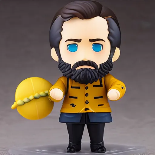 Image similar to high quality portrait flat matte painting of van Gogh in the style of nendoroid and Toon toys , flat anime style, thick painting, medium close-up